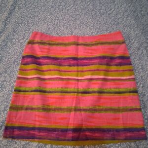 Ann Taylor Pink and Green Striped Mini Skirt